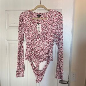 AFRM Pink and White Floral Bodysuit